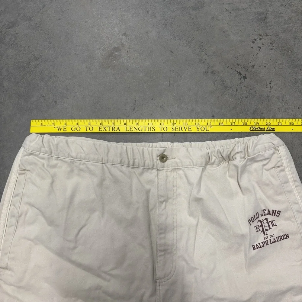 Ralph Lauren Men's Shorts XXL Biege Polo Jeans Co Drawstring 40x11 Cotton‎